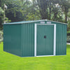 New Green Garden Shed Apex Roof 8FT X 10FT Metal Tool Storage with FREE BASE