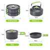 Portable Camping Cooking Cookware Set Aluminium Oxide Pots Pans Kettle 9-16Pcs