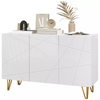 Modern Sideboard High Gloss Storage Cabinet White Gold Hairpin Legs Cupboard