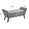 Long Upholstered Seat Ottoman Bench Rolled Arm Bedroom Bed End Side Stool