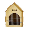 Weatherproof Puppy Dog House Kennel Indoor Pet Shelter with Iron Door 60x57x41cm