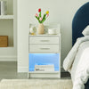 2pcs White Bedside Tables with LED Cabinets 2 Drawers Nightstand Modern Bedroom