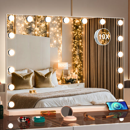 17 LED Hollywood Makeup Mirror Large Vanity Light Mirror with Dimmable LED Bulbs
