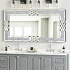 Full Length Crushed Diamond Wall Mirror Crystal Glass Silver Rectangle Dressing