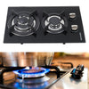 Built In 2/4/5 Burner Black Glass On Gas Wok Burner Hob With Cast Iron Pan Stand
