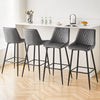 2Pcs Grey Bar StoolsVelvet Breakfast Pub Chair Kitchen Shape V Design