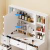 White Dressing Table LED Mirror 7 Drawers Vanity Makeup Desk Set Bedroom 3Modes