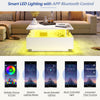 Coffee Table with LED Lights Storage Tea Table High Gloss White for Living Room