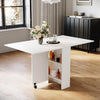Foldable Dinner Table with Wheels and Storage Shelf Space Saving Dining Mkcygixp