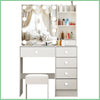 Drawer Stool Dressing Table Vanity Makeup Desk & Adjustable Led Lighted Mirror