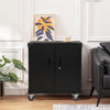 Steel Storage Cabinet 2Door 3 Layer Lockable Filing Cabinet Office Home w/Wheels