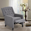 Grey Single Sofa Chair, 140° Reclining Backrest Lounge Armchair with Wooden Legs