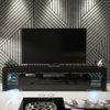 200cm TV Unit I Modern Cabinet TV Stand I Black High Gloss Doors I Free LED
