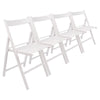 4x White Wooden Folding Chairs Foldable Space Saving Slatted Office Dining Seat