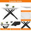 Extendable Dining Table 120-160x80x76.5cm, White Marbled MDF, Black Crossed Legs