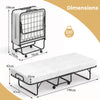 Folding Bed Frame with Mattress-White