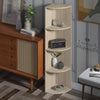 Modern 4 Tier Corner Bookshelf – Beige Wooden Storage Unit & Display Stand