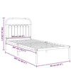 Metal Bed Frame with Headboard White 90x200 H5N1