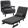 Grey Fabric 3 IN 1 Multifution Folding Sofa Bed Armchair Single Beds W/2 Wheels