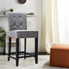 High Bar Stools Set Velvet Upholstered Pub Bar Chairs Wooden Legs Barstool Seats