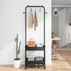 Black Metal Clothes Rail Rack Garment Stand Corner Open Wardrobe with Shelf