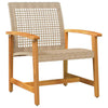 Garden Chairs Outdoor Chair 2 pcs Beige Poly Rattan and Acacia Wood