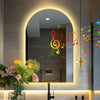Arched LED Wall Mirror for Bathroom Backlit Anti-fog Time,Temp.Display Bluetooth
