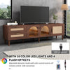 TV Stand TV Entertainment Unit Rattan Storage Sideboard Cabinet with LED Lights