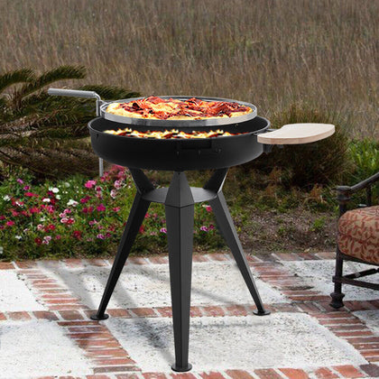 2 IN 1 Garden Charcoal BBQ Grill Fire Pit W/ Swivel Grill Handle & Cutting Board