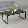 Black Tempered Glass Top Rectangle Coffee Table Side Table End Table Metal Leg