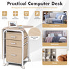 Folding Computer Desk Wheeled PC Laptop Table Writing Workstation-Natural