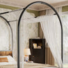 Double bed frame, 4ft6 Metal Canopy Bed, with Headboard for Adults & Teenagers