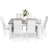 Solid Dining Table and Chairs Set w/ 6 PU Faux Leather Seat Kitchen Furniture