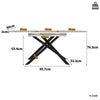 Extendable Dining Table 120-160x80x76.5cm, White Marbled MDF, Black Crossed Legs