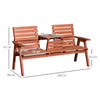 Convertable 3-Seater Wood Bench Table Garden w/ Armrests Orange
