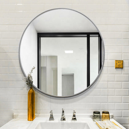 Modern Circle Wall Mirror Metal Framed Round Bathroom Mirror Hallway Porch Decor