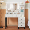 White Dressing Table Makeup Desk and 5 Drawers, 11 LED Bulbs Mirror Vanity Set
