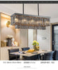 Crystal Dining Room Island Pendant Lamp Long Chandeliers Rectangle Ceiling Light