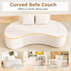 Floor Sofa Bed Curved Upholstered Lazy Couch Low Back Reading Gaming Beige Seat