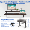 Height Adjustable Standing Desk 2-Tier Computer Table W/ Foldable Handle Brown