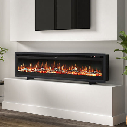 40-100in LED Fireplace Media Wall Fire Wall Mounted / Standing Electric Heater