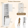 Bathroom Tall Cabinet Slim Storage Unit Tilt Out Laundry Hamper Floor White