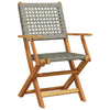 Cizuho 3 Piece Bistro Set Grey Poly Rattan and Solid Wood,Small Table and T5O5