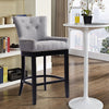 Kitchen Counter High Chair Linen Padded Seat Breakfast High Bar Stool w/Footrest