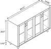 Sideboard Kitchen Buffet Cupboard Console Table with Glass Doors Cabinet 2 Shelf
