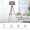 Free Standing Floor Lamp Bedside Light with Tripod Holder Fabric Shade Grey