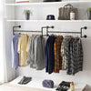 Heavy Duty Wall Mounted Clothes Rail Metal Garment Hanging Wardrobe Storage Rack