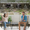 3 Piece Outdoor Furniture Set Stackable Chairs Steel Table Patio Balcony Garden