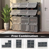 48 Pairs Portable Shoe Shelves 12-Cube Shoe Storage Cabinet w/Removable Shelf