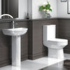 Bathroom 500mm Ceramic Wash Basin & Full Pedestal Modern Round 1 Tap Hole Sink